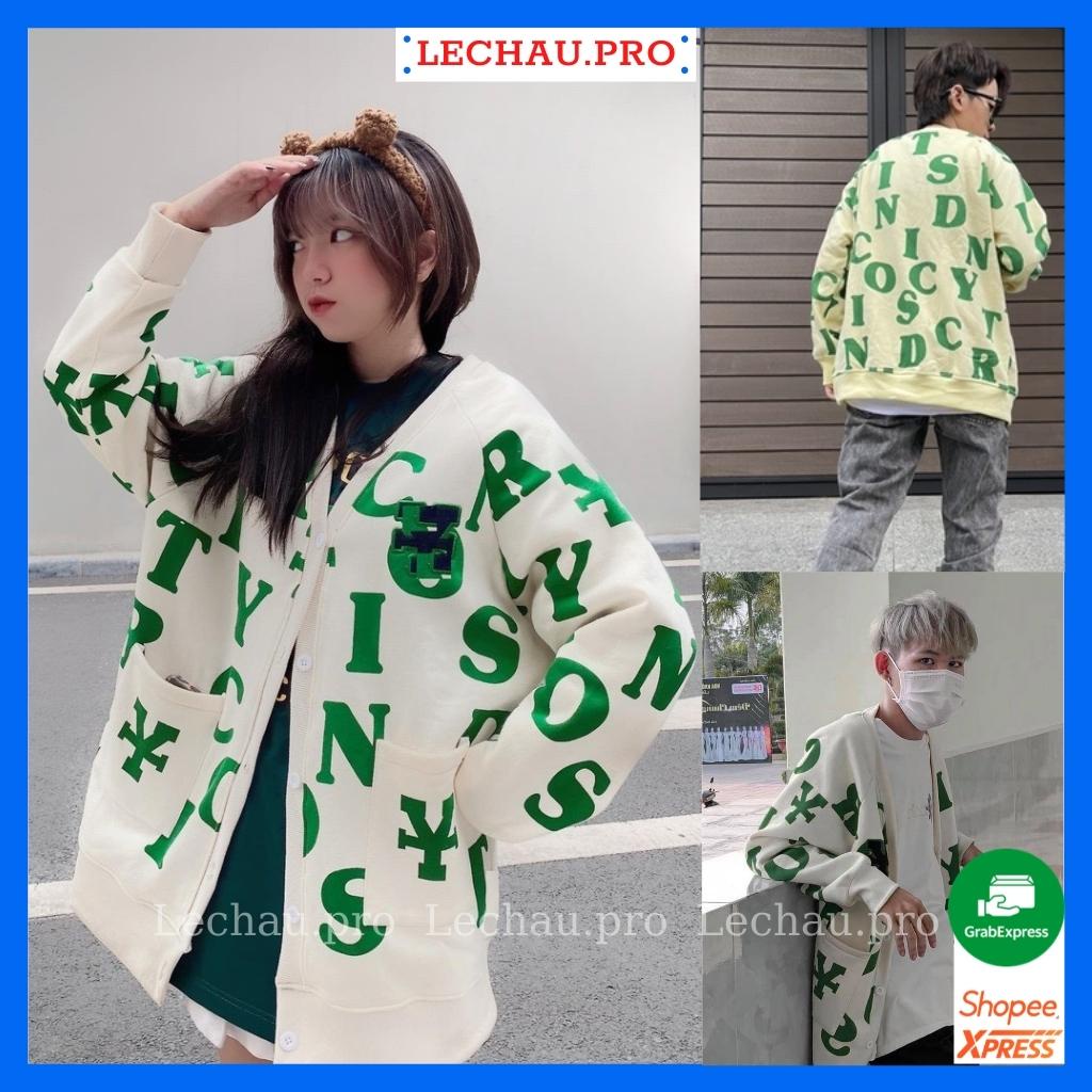 Áo khoác cardigan unisex form rộng CHỮ CÁI AC02 LECHAU phối túi hộp chất lượng giá rẻ ulzzang hottrend
