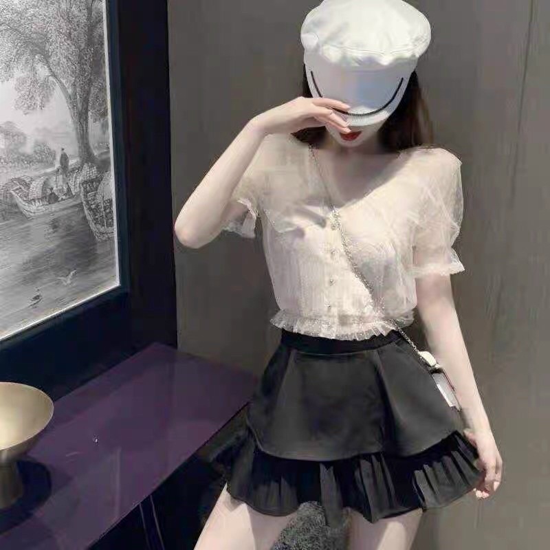 Chân váy ngắn 2 tầng xoè  công sở nữ