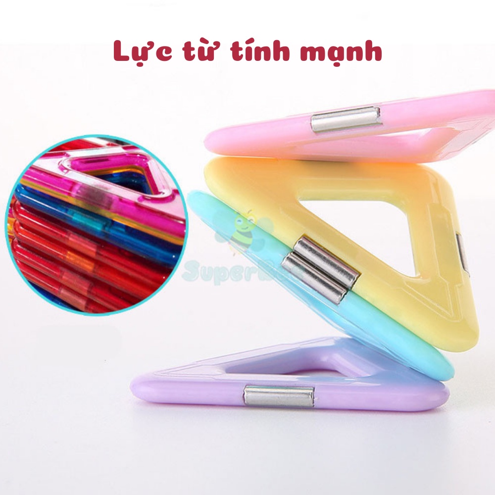 Bộ Đồ Chơi Lắp Ráp Nam Châm Màu Pastel 76PCS, Xếp Hình SuperBee, Đồ Chơi Thông Minh Phát Triển Trí Tuệ cao cấp