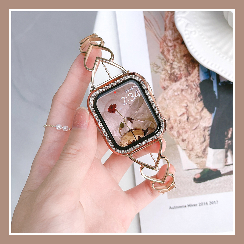 Dây Đeo Inox Đính Đá Cho Đồng Hồ Thông Minh apple watch 7th se 6 5 4 3rd 38 / 40 42 / 44