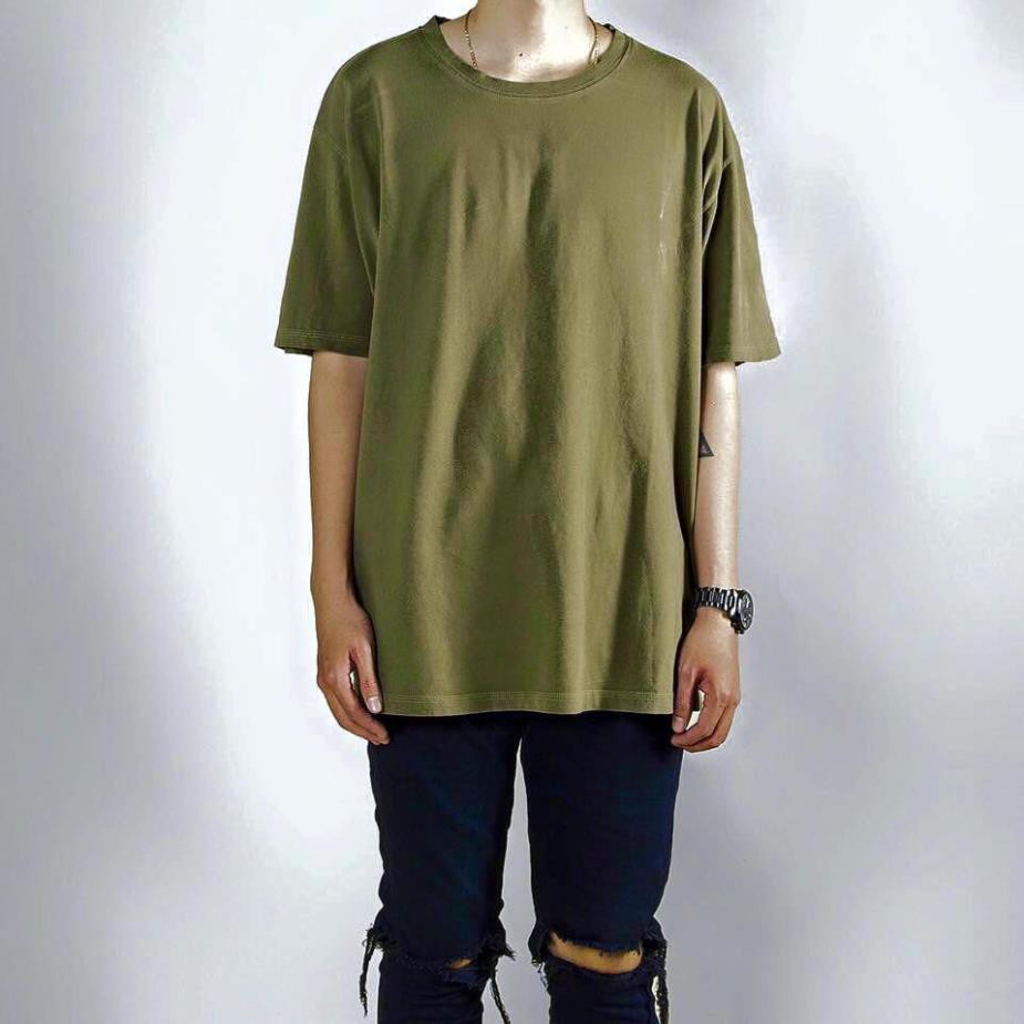 [RẺ VÔ ĐỊCH] Áo phông xanh rêu trơn form rộng tay lỡ - áo over rêu - army green tee New 👈