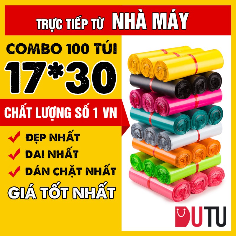 [GIÁ XƯỞNG] 100 Túi Niêm Phong Đóng Hàng Tự Dính Chất Lượng Size 17x30