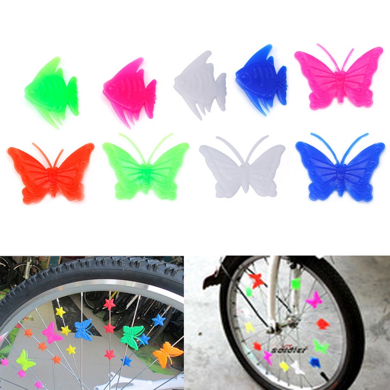 Set 26 Phụ Kiện Trang Trí Căm Xe Hình Bướm / Cá / Bánh Xe Nhiều Màu Sắc