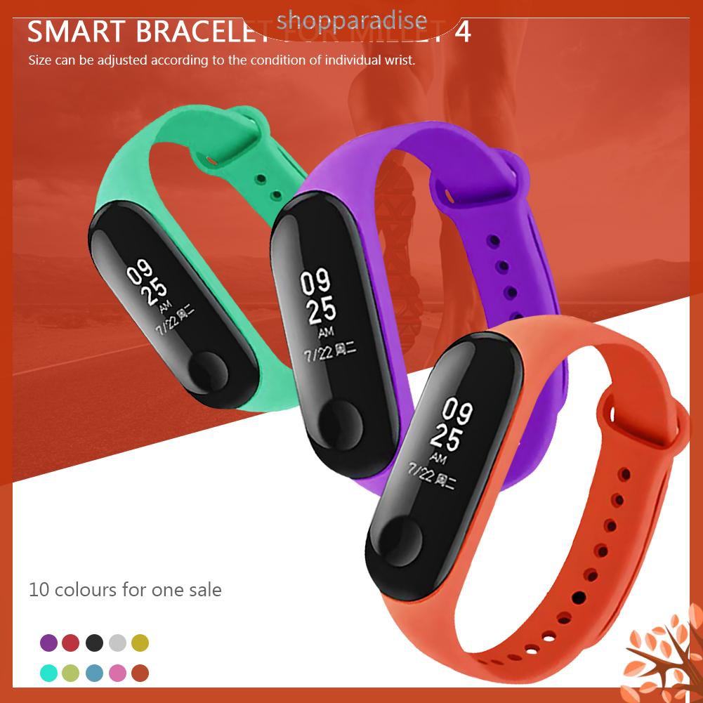 Set 10 Dây Đeo Silicon Cho Đồng Hồ Thông Minh Xiaomi Mi Band 3 / 4