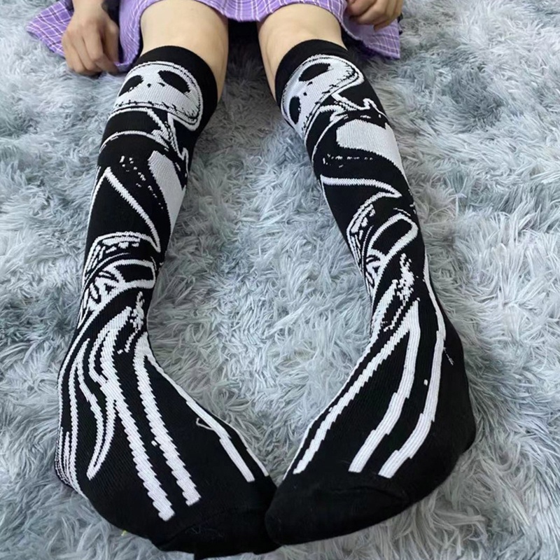 Vớ cotton dài đến đầu gối in họa tiết nhân vật hoạt hình phong cách lolita