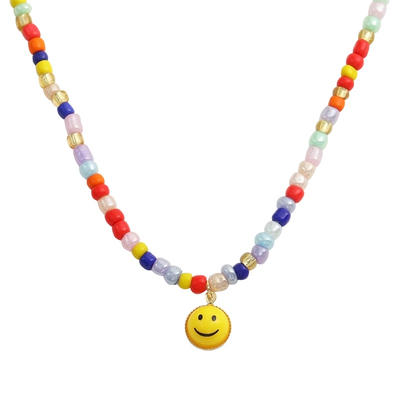 Vòng Cổ Chuỗi Hạt Nhiều Màu Sắc Mặt Cười Harajuku Xu Hướng Mới