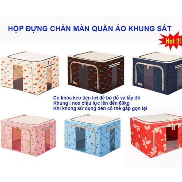 [FreeShip - LOẠI 1] Size lớn Hộp đựng quần áo chăn màn thông minh túi bằng vải khung thép kim loại gấp xếp gọn