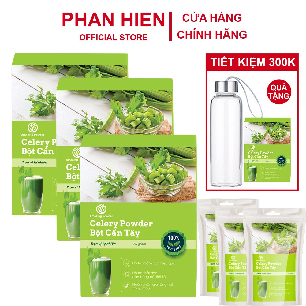 Combo 3 Hộp bột cần tây Amazing Powder [MUA 3 TẶNG 2] - Hỗ trợ giảm cân, đẹp dáng, đẹp da, đào thải độc tố