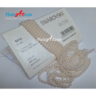 10 hạt 4ly Ngọc trai pha lê Swarovski crystal-pearl-5810-650 tròn trắng white, có lỗ xỏ