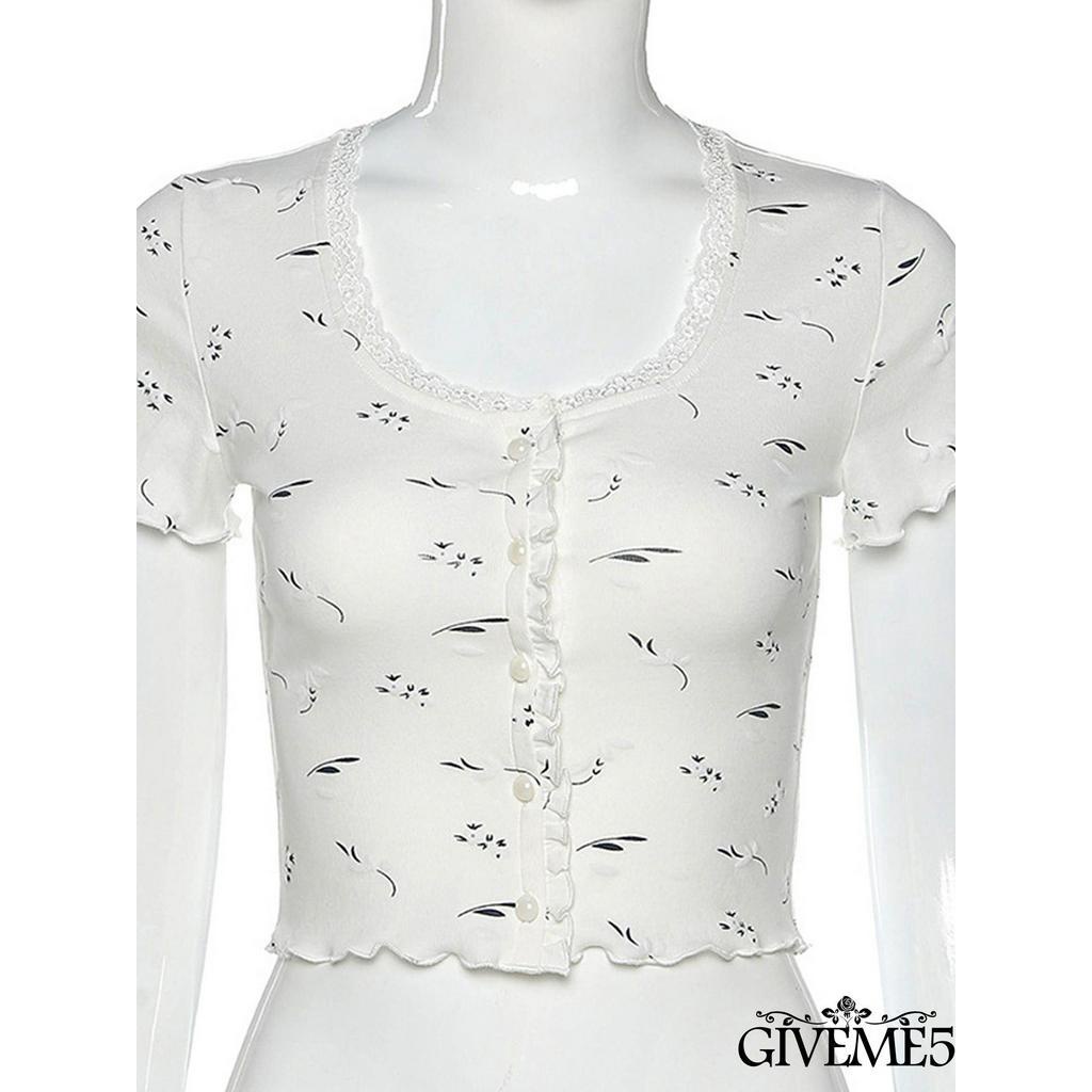 Áo thun hở rốn tay ngắn cổ tròn thời trang nữ xinh xắn