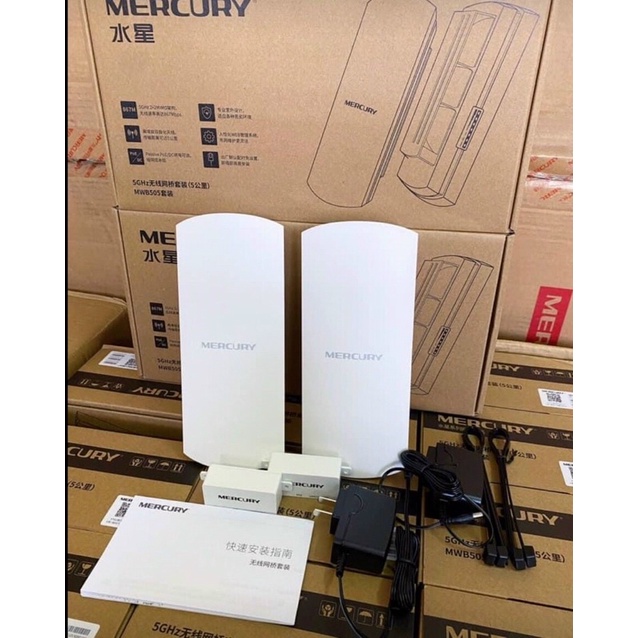 BỘ THU PHÁT WIFI KHÔNG DÂY NGOÀI TRỜI MERCURY MWB201 1KM VÀ MWB505 5KM DÙNG CHO CAMERA, KÉO MẠNG