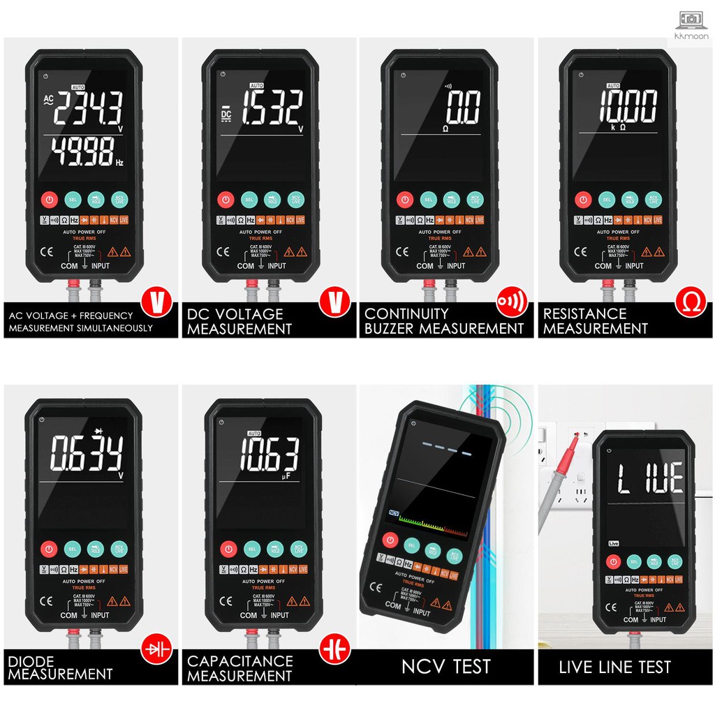 Đồng Hồ Đo Điện Áp Kỹ Thuật Số 3.3-inch Màn Hình Lcd 6000 Ac / Dc