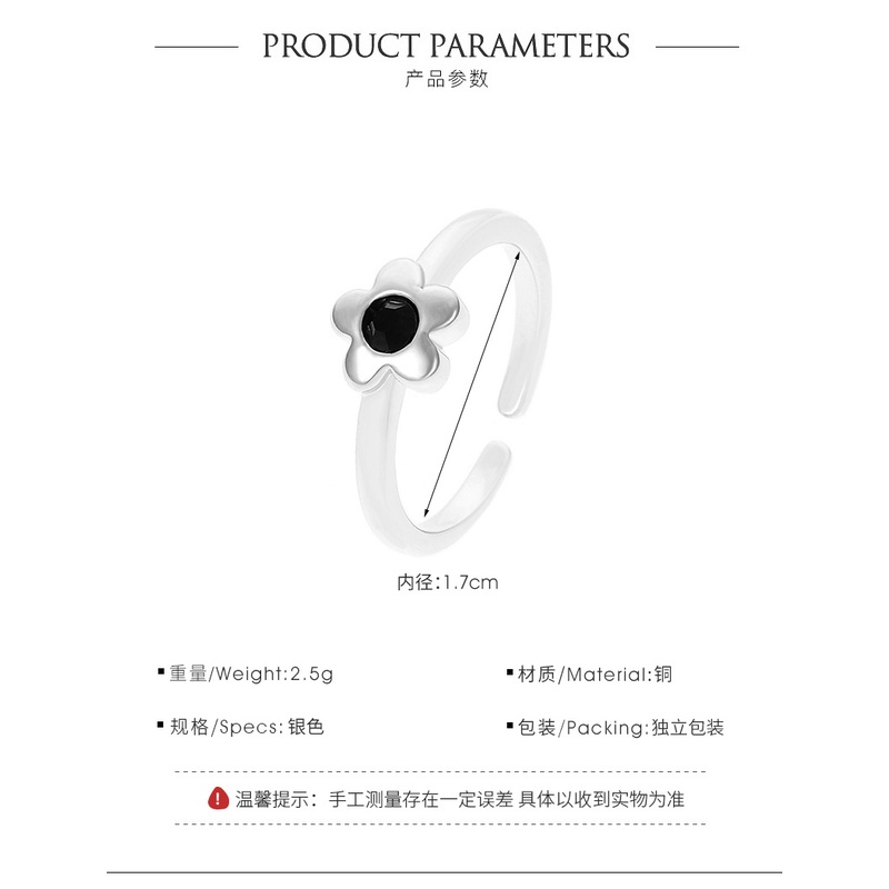 Nhẫn Hở Hình Hoa Đính Đá zircon Màu Đen / Bạc Tùy Chỉnh Phong Cách Hàn Quốc Thời Trang Cho Nam Và Nữ