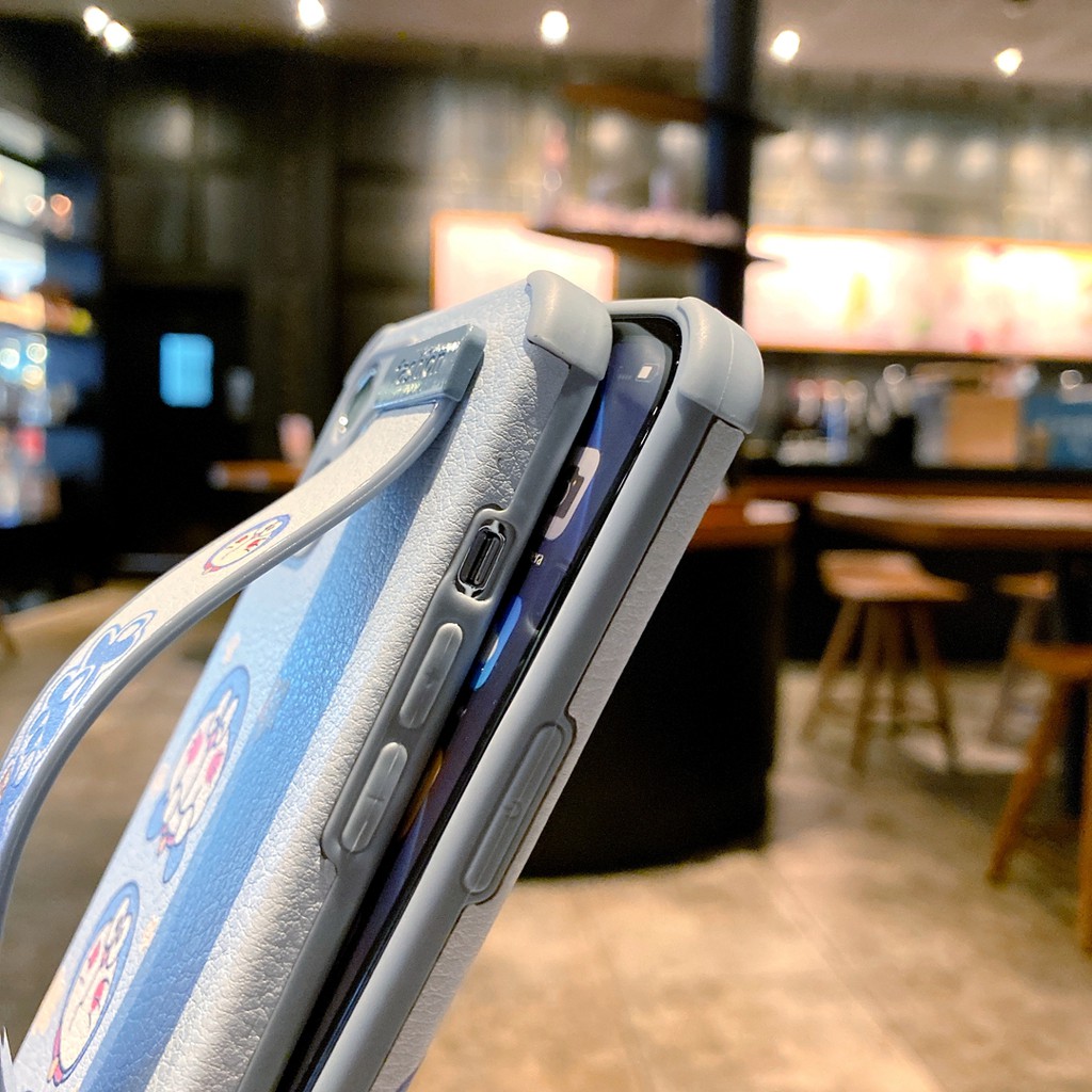 Ốp Điện Thoại Da Cừu Hình doraemon Có Dây Đeo Cho Iphone 14 13 12 pro MAX 11 pro MAX XS MAX XR X 7 8PLUS