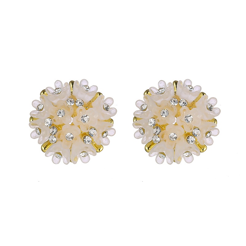 Bông Tai Mạ Bạc 925 Hình Hoa Đính Đá Ba Chiều Sang Trọng