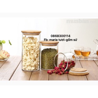 Lọ thuỷ tinh borosilicate nắp gỗ 600ml