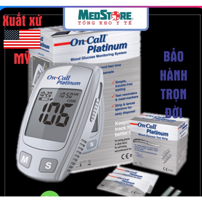 MÁY ĐO ĐƯỜNG HUYẾT ON CALL PLATINUM CHÍNH HÃNG CAO CẤP - BẢO HÀNH TRỌN ĐỜI -XUẤT XỨ MỸ