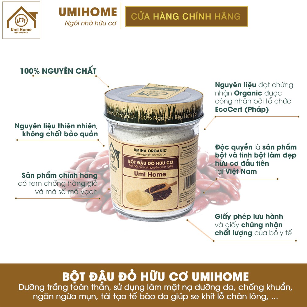 Combo Đắp Mặt Trắng Mịn và Cấp ẩm cho da UMIHOME gồm Dầu Cám Gạo 10ml và Tinh Bột Nghệ 135g - Tặng Bột Đậu Đỏ 135g