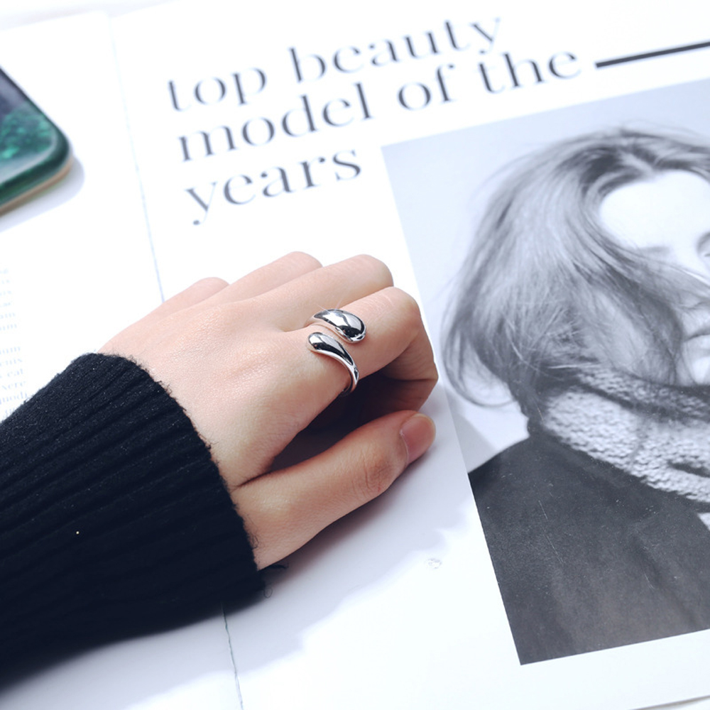 FORBETTER Vintage Open Ring Trendy Fashion Jewelry Finger Ring Couple Smooth Korean Cool Geometric Girls Party Wedding/Multicolor