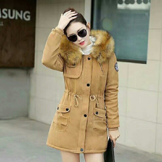 Khoác da lộn mũ lông lót lông cừu