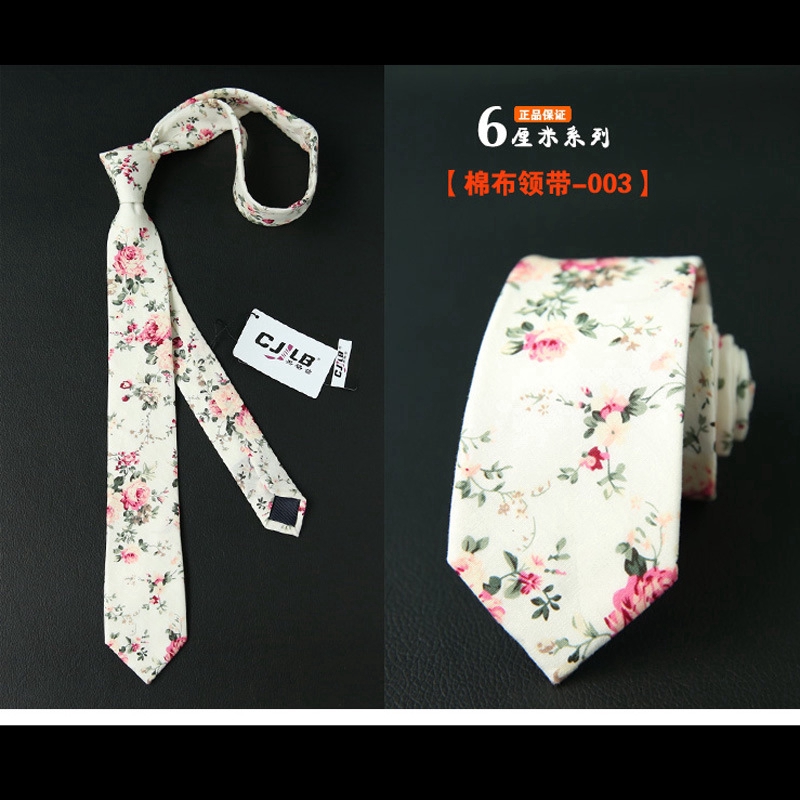 Cà vạt EFAN cotton họa tiết hoa thời trang rộng 6cm dành cho nam