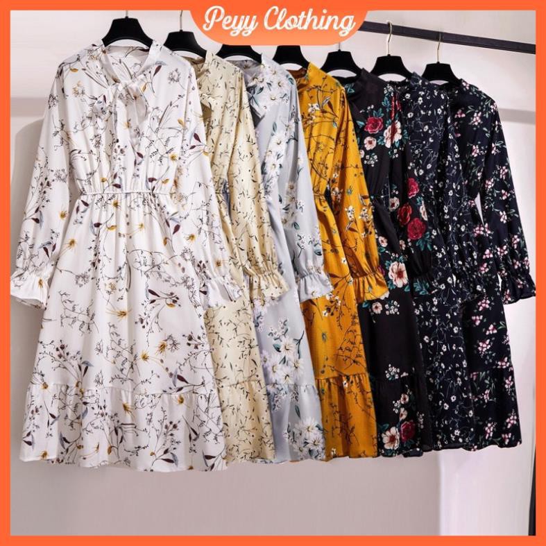 Váy hoa nhí vintage dáng dài bánh bèo tiểu thư ulzzang Hàn Quốc V26 - Peyy Clothing 💃