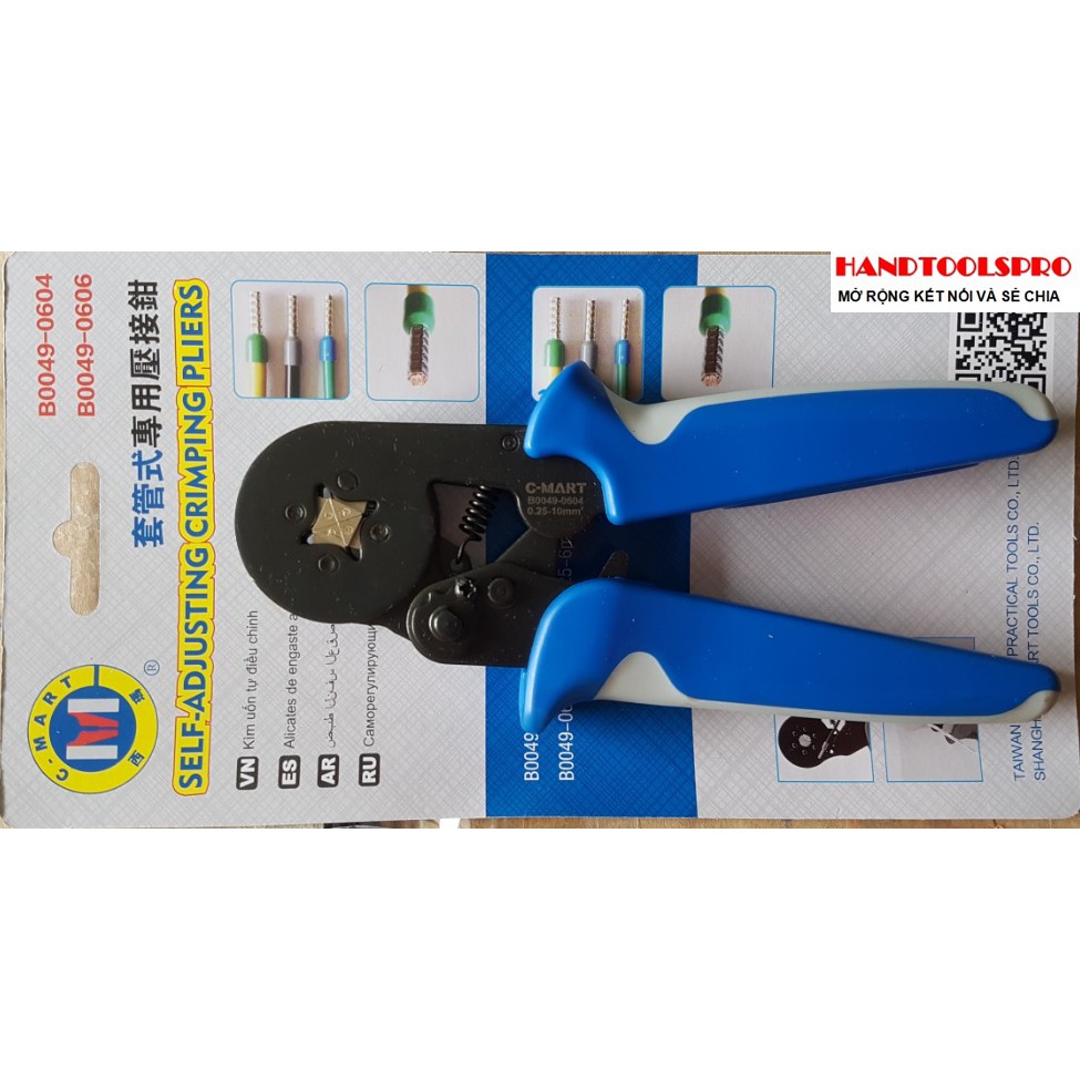 Kìm bấm cos pin  0.25-10mm2 C-MART B0049-0604