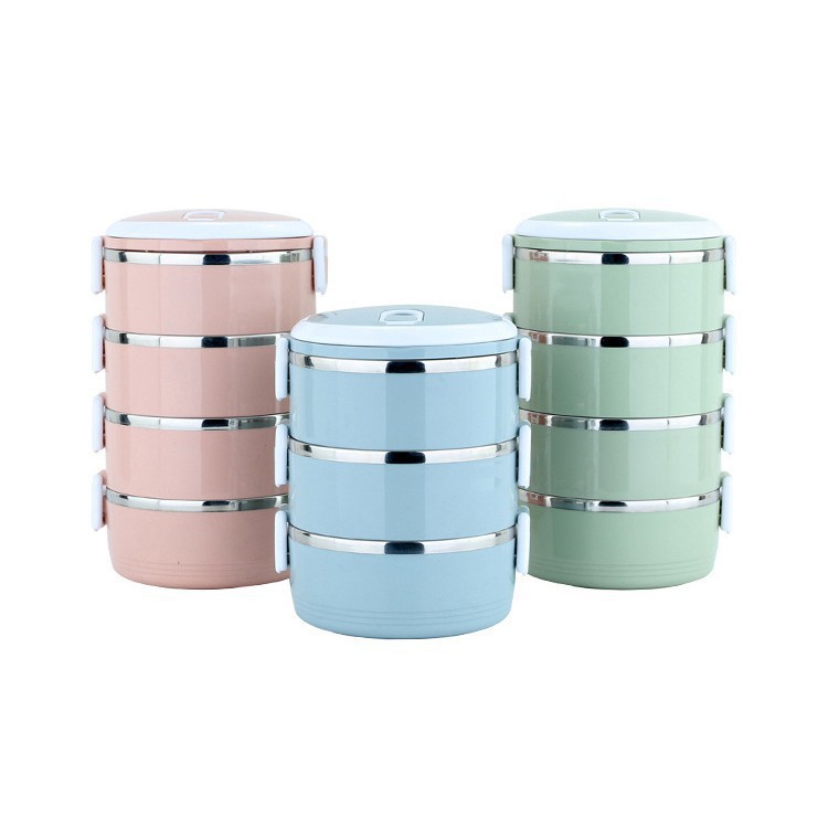 Hộp cơm giữ nhiệt 3 tầng ruột inox CỠ TO 15x15x20CM (BQ227)