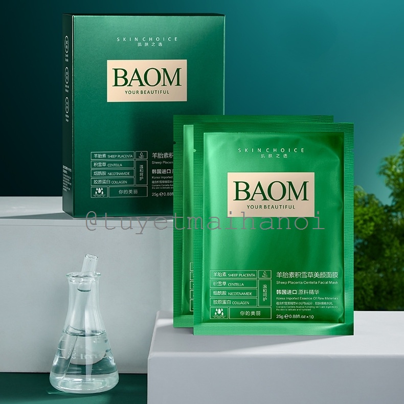 Mặt nạ BAOM chiết xuất Nhau Thai Cừu và Rau Má giúp bổ sung Collagen, cấp ẩm, phục hồi da