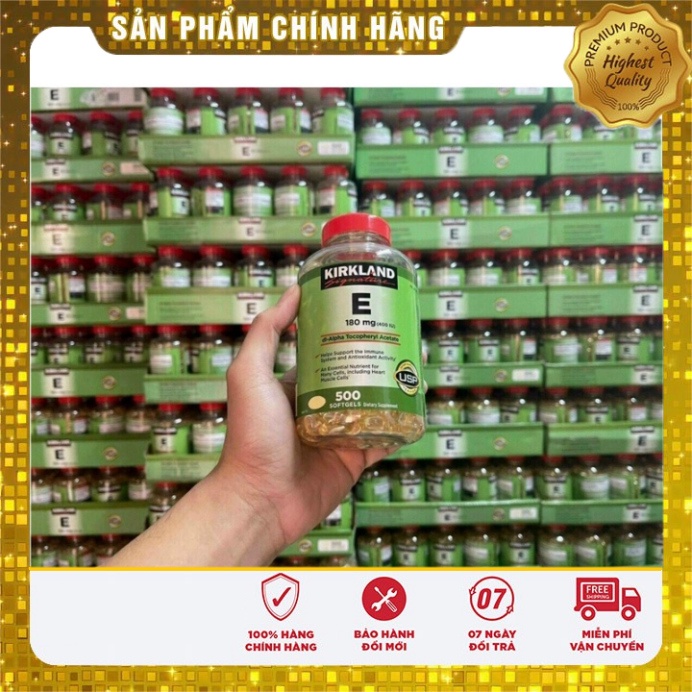 [Hàng Mỹ] Viên Uống Vitamin E 400 IU 500 Viên Kirkland Chính hãng- Đẹp Da Làm Chậm Lão Hóa  Date mới