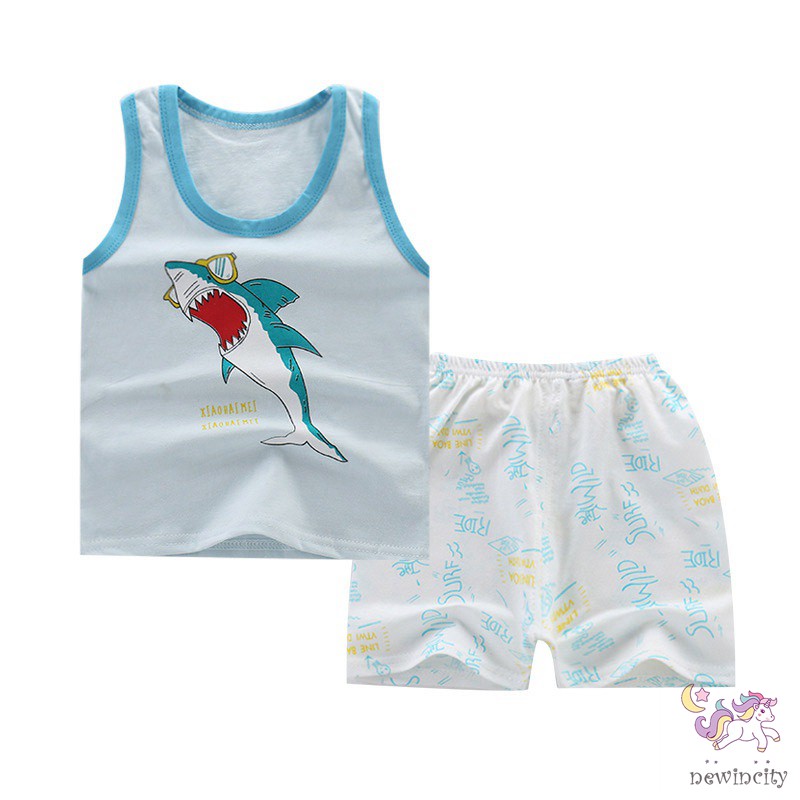 Bộ Áo Ba Lỗ In Hình + Quần Đùi Cho Bé