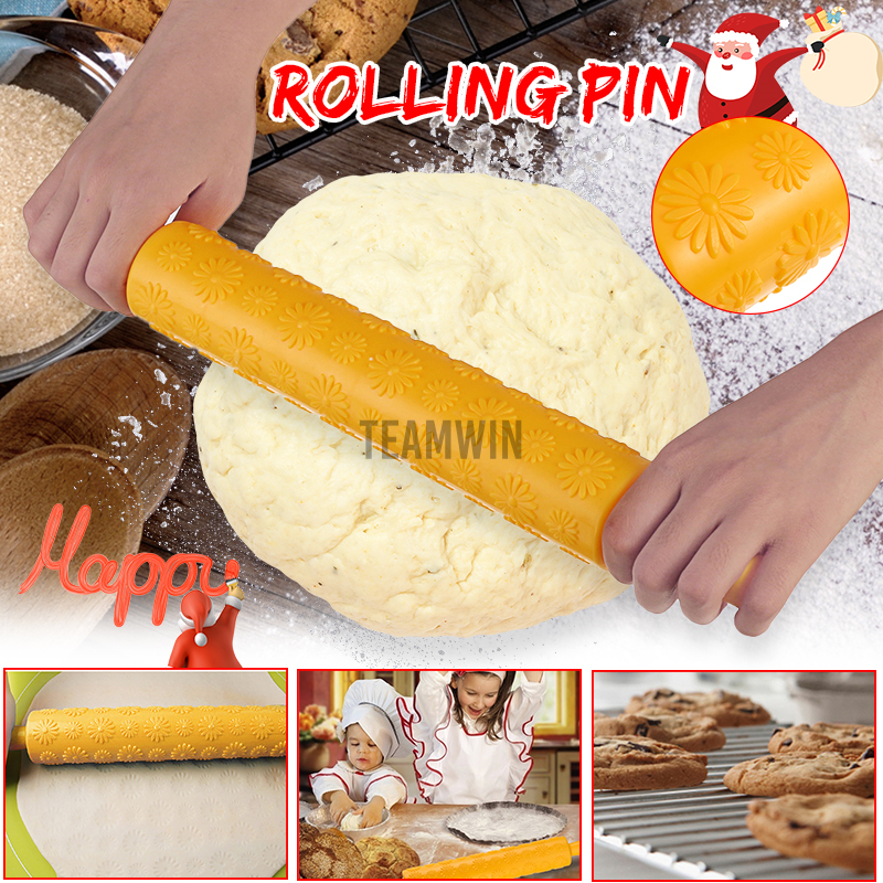 Christmas Embossed Dough Rolling Pin Laser Engraved Pastry Food-degrade Plastic