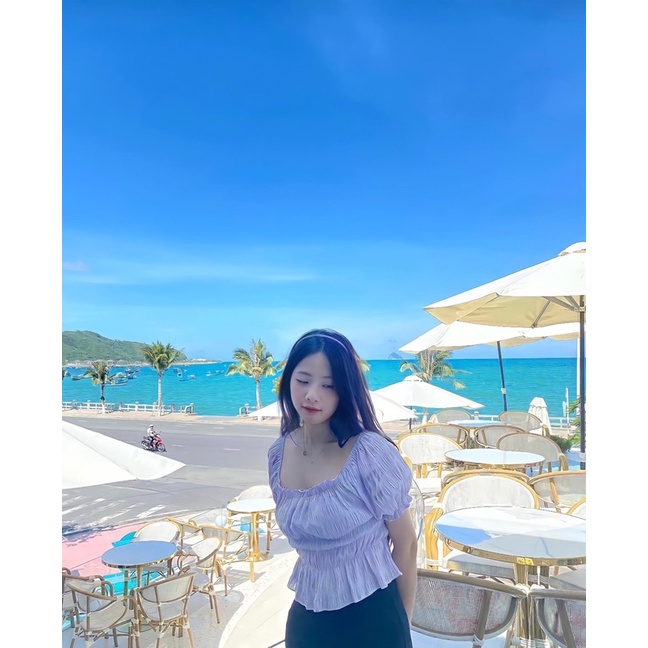 Áo tím pastel tay bồng siu xinh