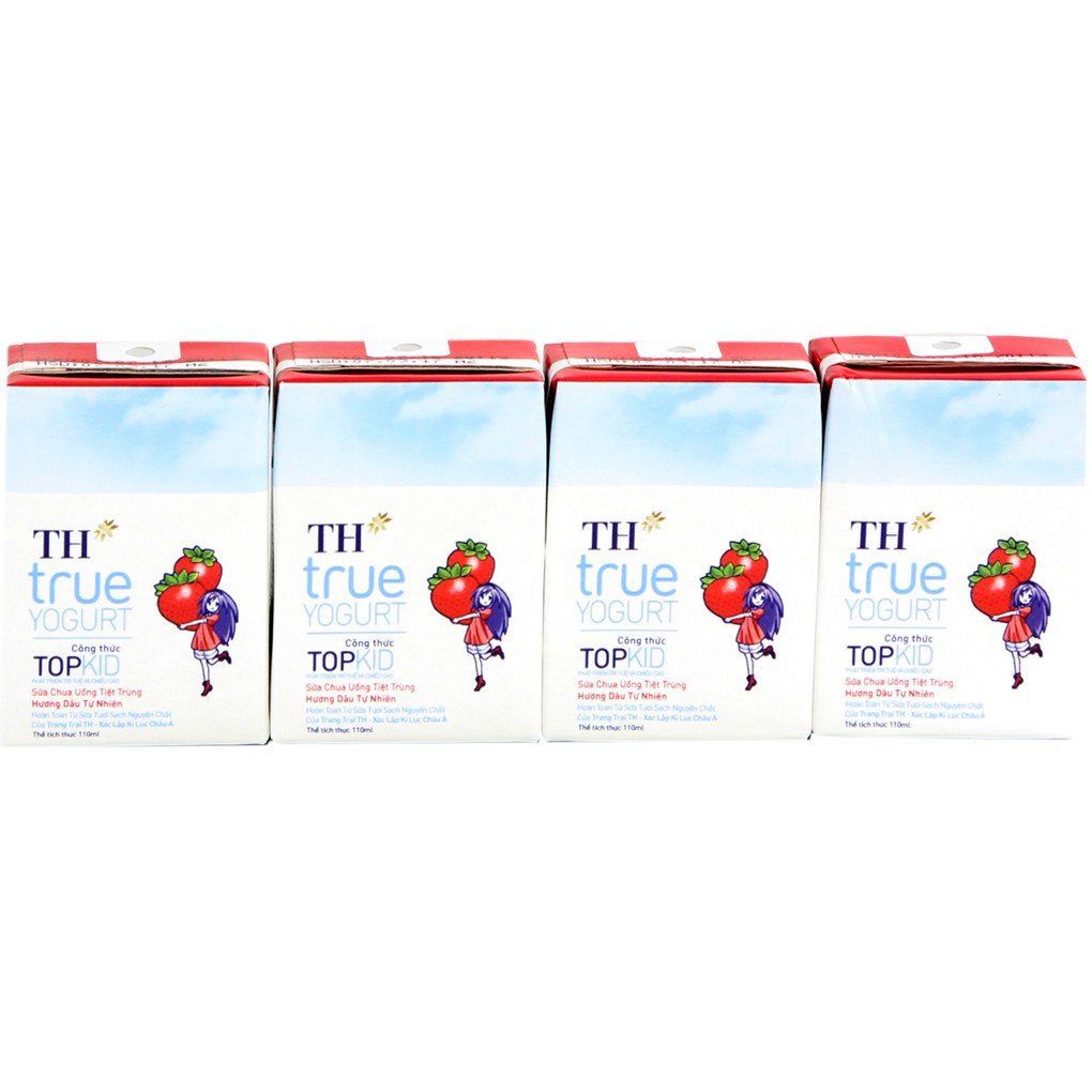 [CHÍNH HÃNG] Sữa Chua Uống Tiệt Trùng TH True Yogurt TopKid Hương Dâu Tự Nhiên Thùng 48 Hộp x 110ml