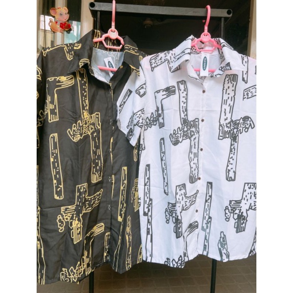 Áo Sơ Mi Tay Ngắn Unisex Cổ Bẻ Phông Cách Hàn Quốc Freesize