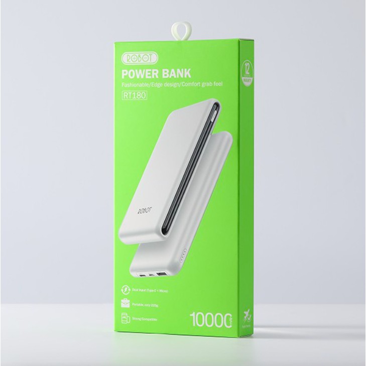 Pin Sạc Dự Phòng 10000mAh ROBOT RT180 1 Output USB & 2 Input Micro/Type-C - BẢO HÀNH 12 THÁNG 1 ĐỔI 1 | BigBuy360 - bigbuy360.vn