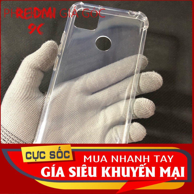 Ốp Lưng Xiaomi Redmi 9c Dẻo Trong Suốt Chống Sốc Có Gù Bảo Vệ 4 Gốc