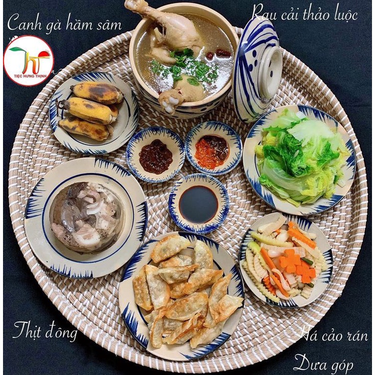 Mâm mây ăn cơm, mâm mây phong cách vintage bảo vệ môi trường, bày đồ thờ, chưng đồ tết, chụp ảnh, decor