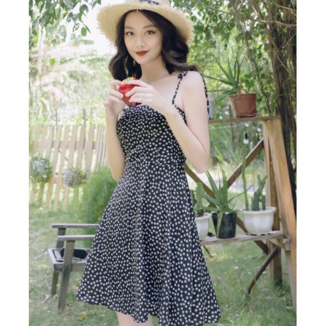 Đầm hoa nhí 2 dây (2 lớp) kèm ảnh thật