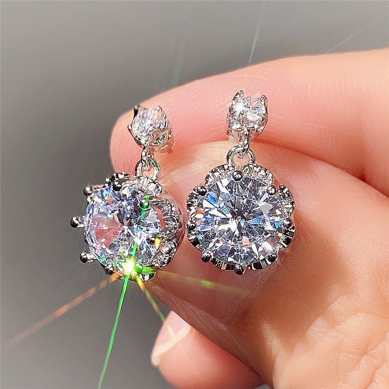Bông Tai Đính Đá Zircon Lấp Lánh Thời Trang Cao Cấp Cho Nữ