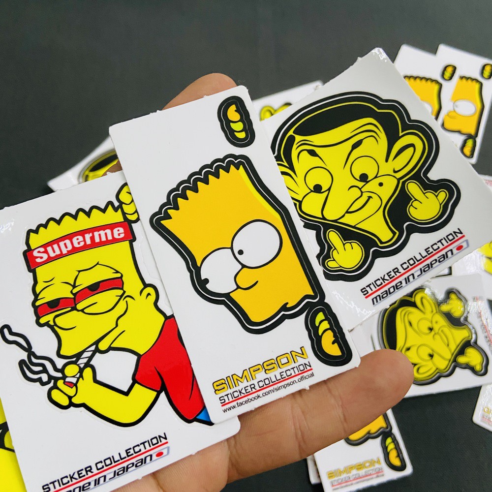 [QUÁ ĐỘC] TEM LOGO ĐỔ KEO NỔI DÁN XE MR.BEAN,SIMPSON,SUPERME HÀI HƯỚC CAO CẤP (3 LOGO)