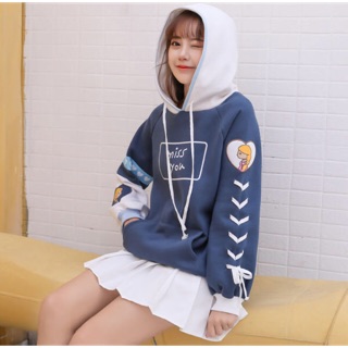 Hoodie Ulzzang Nữ Phối Tay Dễ Thương ( ảnh thật cuối )