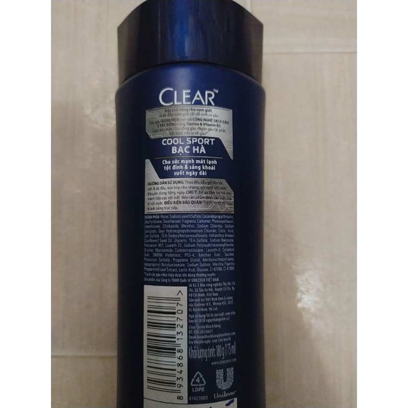 🌷 DẦU GỘI CLEAR MEN BẠC HÀ 180G