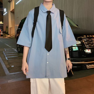 KOREAN STYLE Áo Sơ Mi Tay Ngắn Oversize Phong Cách Hàn Quốc Cho Cặp Đôi