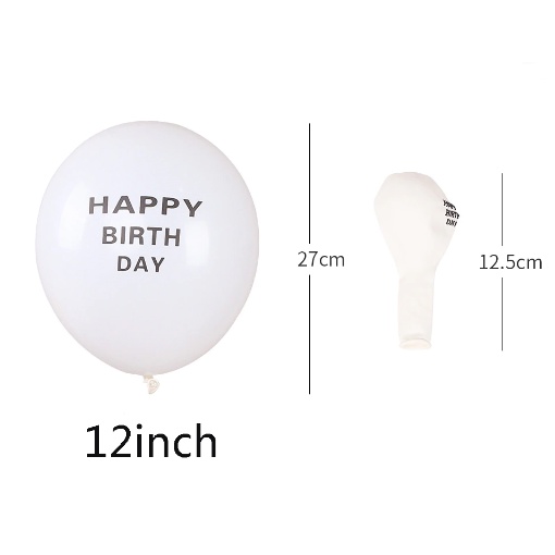 Bong bóng trắng in happy birthday- to you trang trí sinh nhật