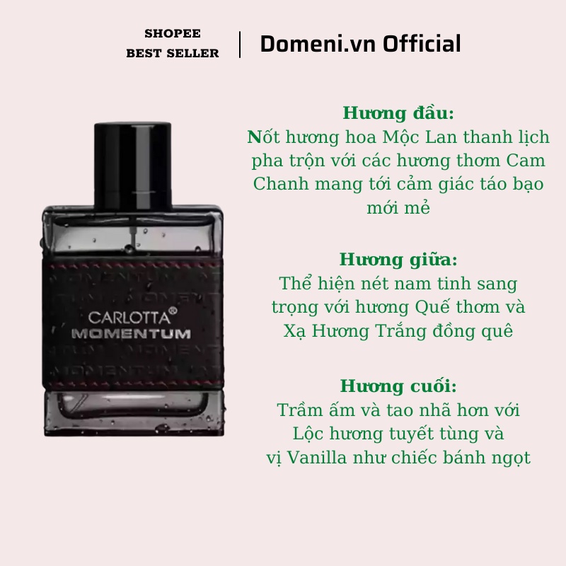 Nước Hoa Nam Thơm Lâu Carlotta Momentum Cologne 100ml Mùi Thơm Nam Tính