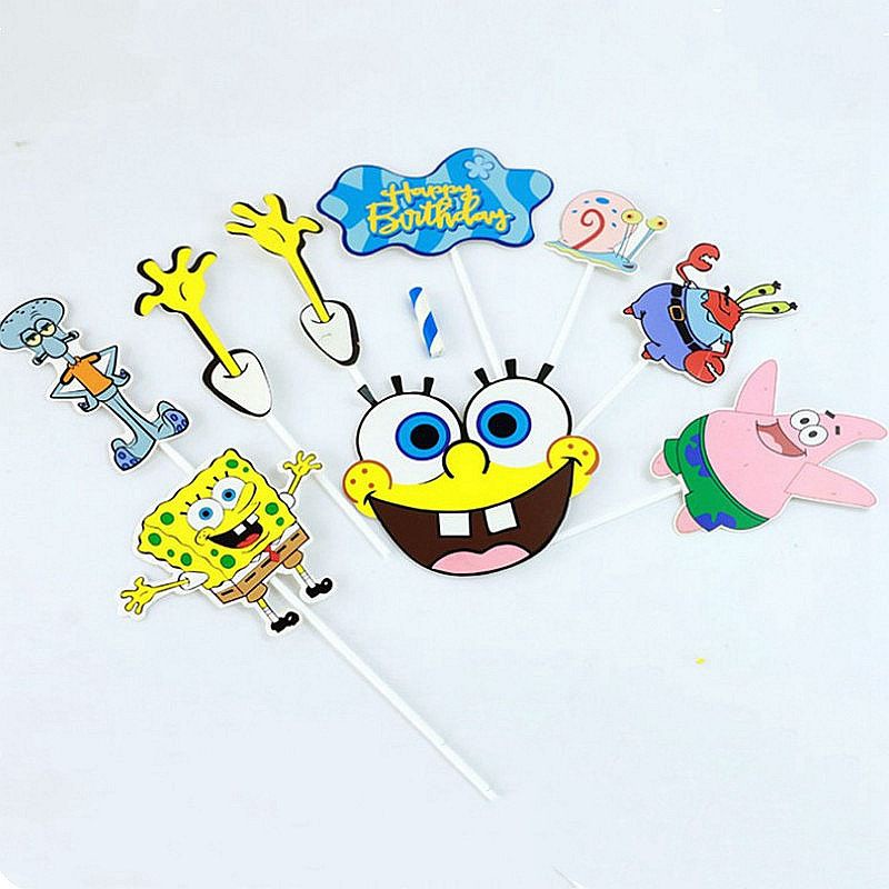 lovely Spongebob Squarepants Themed Cake Decorating Kids Birthday Party Supplies gift