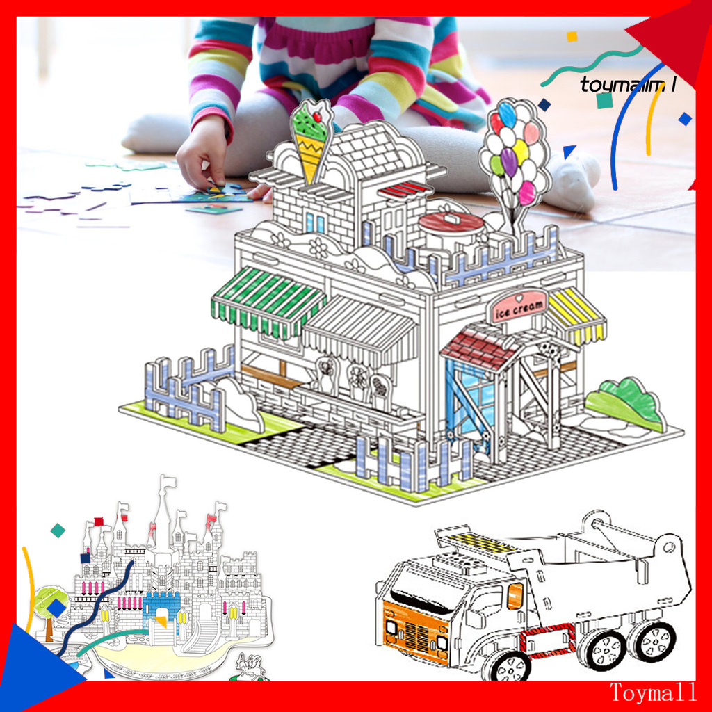 toymall Cardboard Playhouse 3D Puzzle Jigsaw DIY Art Craft Children Educational Toy