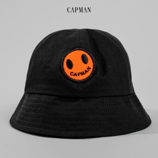 Mũ bucket vành cụp CAPMAN màu đen CM90 mặt cười dành cho nam nữ
