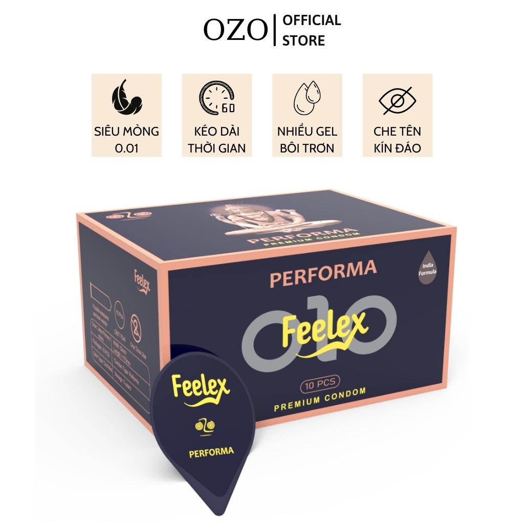 Bao cao su OZO 0.01 Xanh kéo dài thời gian quan hệ, nhiều gel bôi trơn - Hộp 10 bcs-olo store